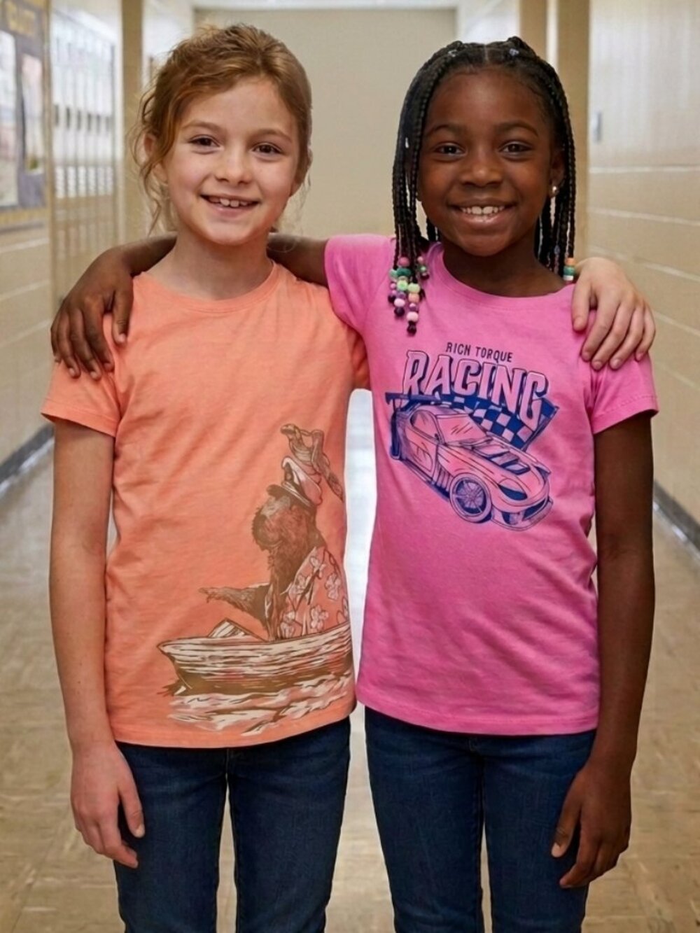 CAT & JACK Girls' Orange and Pink Tee Shirt Top Bundle - Size Large NEW